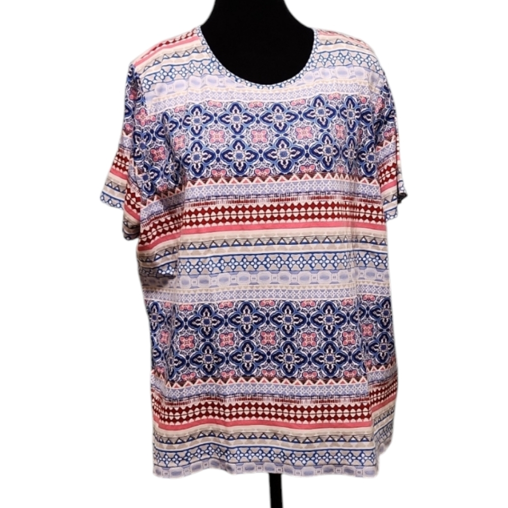 🔖3 For $10 🛍 Croft & Barrow  - classic tee 2X blue and red